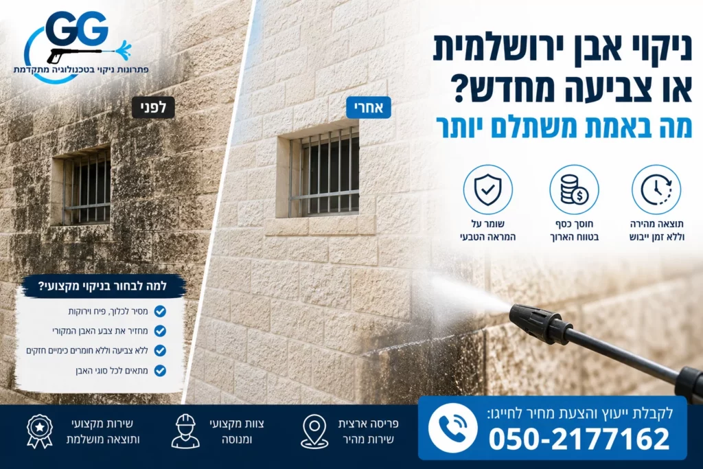 ניקוי אבן ירושלמית בלחץ מים