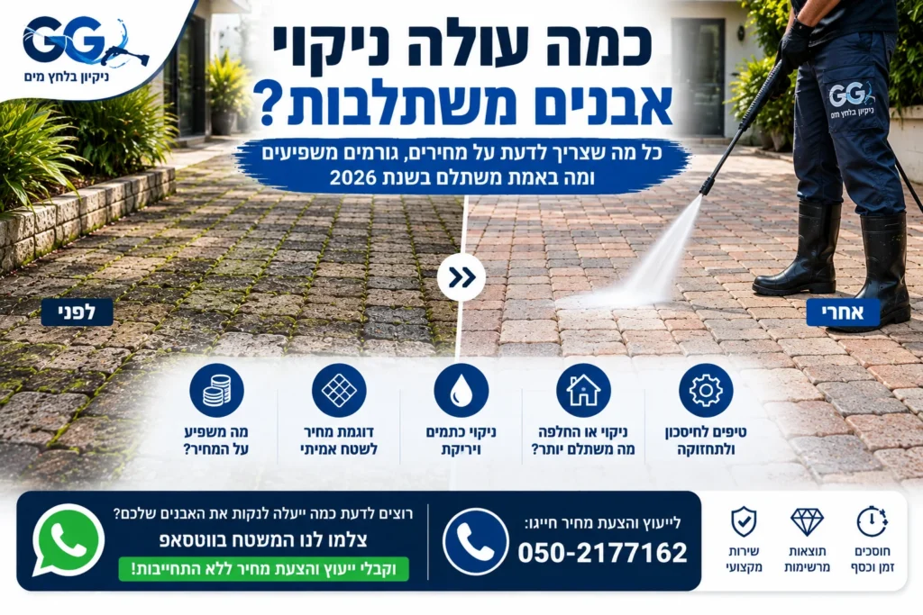 ניקוי אבנים משתלבות לפני ואחרי