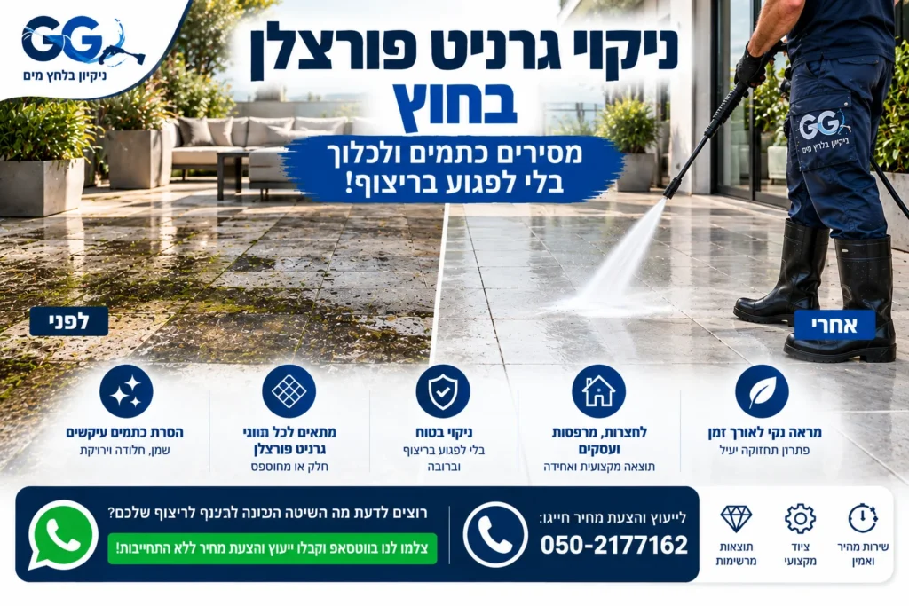 ניקוי גרניט פורצלן בחוץ מדריך לניקוי בטוח ויעיל